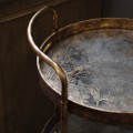 Industriální kulatý vozík Bronze se třemi poličkami se zrcadlovým přírodním potiskem 88 cm