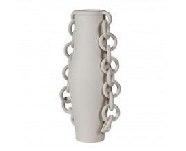 Moderní porcelánová váza Chain v šedé barvě s bočním dekorem řetězu 43 cm