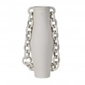 Moderní porcelánová váza Chain v šedé barvě s bočním dekorem řetězu 43 cm