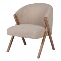 Designové křeslo Jerry s potahem v taupé béžové barvě s elegantní zaoblenou U tvar opěrkou a dřevěnými kaučukovými nožičkami v trojúhelníkovém designu