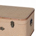 Retro obdélníková sada dvou dekoračních kufrů Luggage v hnědé barvě s látkovým potahem a kovovými detaily 65 cm