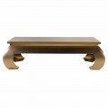 Luxusní art deco obdélníkový zlatý kovový konferenční stolek Orient Luxe s masivními ohnutými nožičkami 140 cm