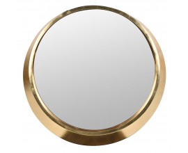 Designové glamour zlaté nástěnné kulaté zrcadlo Solea s atypickým rámem z kovovým designem ve zlaté barvě s lesklým povrchem