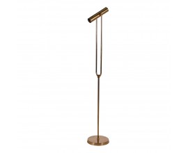 Luxusní designová stojací lampa Savera se zlatou kovovou konstrukcí a válcovitým stínítkem s jednou nohou