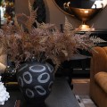 Designová moderní porcelánová váza Loop v černé barvě s dekorativními kružnicemi v šedé barvě 36 cm