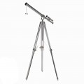 Luxusní designová stříbrná dekorace teleskop Stellar s třínožkovou kovovou podstavou 163 cm