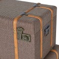 Retro obdélníková sada tří dekorativních kufrů Heritage s látkovým potahem tmavě hnědé barvy s kovovými detaily 56 cm