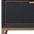 Luxusní art deco šatní skříň Millie s dvojitými dvířky a šuplíkem s černým koženým potahem a zlatými detaily 216 cm