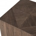 Luxusní moderní čtvercový příruční stolek Rogi s geometrickou mozaikou z recyklovaného dřeva v naturální hnědé barvě 55 cm