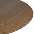 Luxusní moderní kulatý jídelní stůl Ashton s jednou nohou se zatočeným designem v naturální hnědé barvě dřeva 125 cm