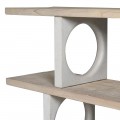 Luxusní moderní konzolový stolek Aladar se dvěma policemi s hnědými deskami a bílými designovými geometrickými předěly 170 cm