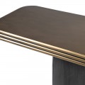 Designový art deco konzolový stolek Bhone s třívrstvou zlatou vrchní deskou a černou dřevěnou podstavou 120 cm