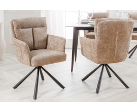Designová retro otočná židle Dover s prošívaným čalouněním v béžově šedé barvě 92 cm