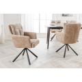 Designová retro otočná židle Dover s prošívaným čalouněním v béžově šedé barvě 92 cm
