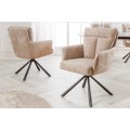 Designová retro otočná židle Dover s prošívaným čalouněním v béžově šedé barvě 92 cm