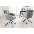 Designová retro otočná židle Dover s šedým čalouněním a opěrkami na ruce 92 cm