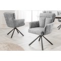 Designová retro otočná židle Dover s šedým čalouněním a opěrkami na ruce 92 cm