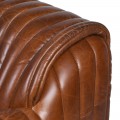 Luxusní retro hnědá třímístná sedačka Milano s vroubkovaným prošíváním z pravé kůže 215 cm