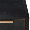 Luxusní art deco obdélníkový černý noční stolek Millie se dvěma šuplíky a se zlatou kovovou podstavou 66 cm