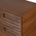 Luxusní retro masivní hnědá obdélníková komoda Striata s 3D lamelovým povrchem a třemi zásuvkami 108 cm