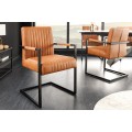 Industriální konzolová jídelní židle Inspirativo s retro oranžovým koženým potahem a černou konzolovou konstrukcí 88 cm