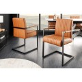 Industriální konzolová jídelní židle Inspirativo s retro oranžovým koženým potahem a černou konzolovou konstrukcí 88 cm