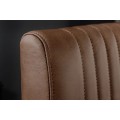Industriální hnědá kožená prošívaná konzolová jídelní židle Inspirativo s černou kovovou konstrukcí retro designu 88 cm