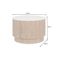 Art deco kulatý konferenční stolek Celestia z mangového dřeva s bílou mramorovou deskou a skříňkou 60 cm