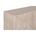 Designový art deco příborník Beauvise se čtyřmi dvířky s geometrickým reliéfem v přírodní světlé hnědé barvě 170 cm