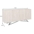 Designový art deco příborník Beauvise se čtyřmi dvířky s geometrickým reliéfem v přírodní světlé hnědé barvě 170 cm