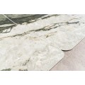 Luxusní moderní keramický rozkládací jídelní stůl Hoal s šedým a bílým mramorovým vzorem s dřevěnou nohou 260 cm