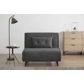 Designové skandinávské rozkládací křeslo Kurt tmavě šedé barvy s manšestrovým potahem 100 cm