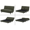 Designové skandinávské rozkládací dvoumístné kordové křeslo Kurt v olivově zelené barvě s černými nožičkami 140 cm