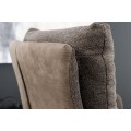 Retro otočná taupe hnědá jídelní židle Dover s černými kovovými nožičkami a kombinovaným čalouněním 90 cm