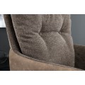 Retro otočná taupe hnědá jídelní židle Dover s černými kovovými nožičkami a kombinovaným čalouněním 90 cm