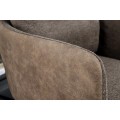 Retro otočná taupe hnědá jídelní židle Dover s černými kovovými nožičkami a kombinovaným čalouněním 90 cm
