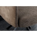 Retro otočná taupe hnědá jídelní židle Dover s černými kovovými nožičkami a kombinovaným čalouněním 90 cm