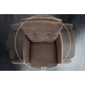 Retro otočná taupe hnědá jídelní židle Dover s černými kovovými nožičkami a kombinovaným čalouněním 90 cm