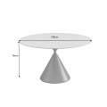 Designový moderní kulatý jídelní stůl Eskarina s bílou mramorovou deskou z keramiky a černou geometrickou nohou 135 cm