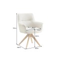 Designová moderní otočná jídelní židle Corvin s béžovým žinylkovým potahem a hnědými dubovými nohama 68 cm