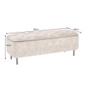 Moderní lavice Eliana s chesterfield prošíváním na sedadle a úložným prostorem se sametovým šedozeleným potahem 120 cm