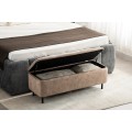 Moderní čalouněná lavice Eliana s úložným prostorem s béžovým sametovým potahem s chesterfield prošíváním na sedadle 120 cm