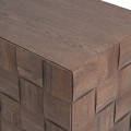 Luxusní retro čtyřdveřový příborník Lokan z masivního dubového dřeva v hnědé barvě s 3D šachovnicovým reliéfem 180 cm
