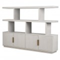 Art deco moderní šedá knihovna Quadria Blanca z dubového dubového dřeva se čtyřmi dvířky a dvěma policemi 220 cm