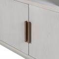 Art deco moderní šedá knihovna Quadria Blanca z dubového dubového dřeva se čtyřmi dvířky a dvěma policemi 220 cm