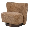 Luxusní moderní čalouněné hnědé křeslo Doria s kulatou kovovou podstavou bez bočních opěrek se zaobleným opěradlem moderní design