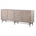 Luxusní art deco příborník Cubaro z masivního dřeva se čtyřmi dvířky a 3D reliéfním vzorem 210 cm