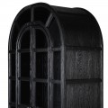 Luxusní art deco černá knihovna Arc Noir z masivního dubového dřeva s polobloukovým vrchem a prosklenými dvířky 219 cm