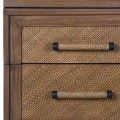 Luxusní etno komoda Ratanor z masivního mindi a bayur dřeva se čtyřmi šuplíky v hnědé barvě s ratanovým designem 109 cm