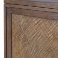 Luxusní koloniální hnědý příborník Ratanor z mindi a bayur dřeva s ratanovým designem a dvěma dvířky 108 cm